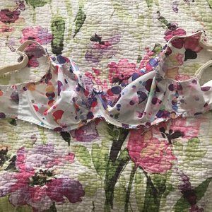Freya 32FF white and multicolor unpadded underwire bra